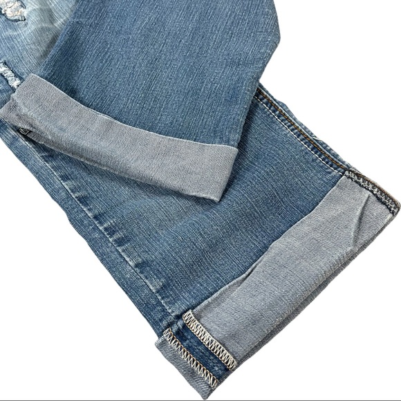 Rewind size 3 capri jeans rolled cuffs, button flap pockets, some distressing - Picture 5 of 14